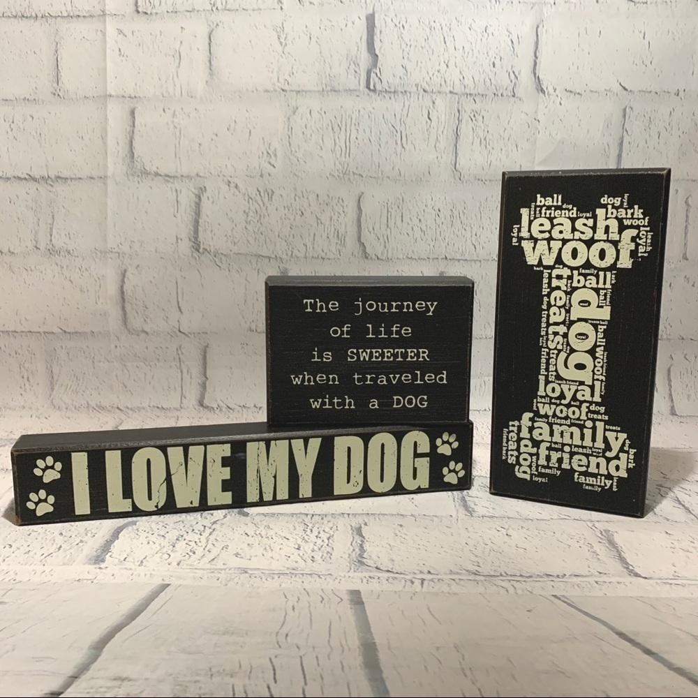 Wood Box Dog Signs - Set of 3